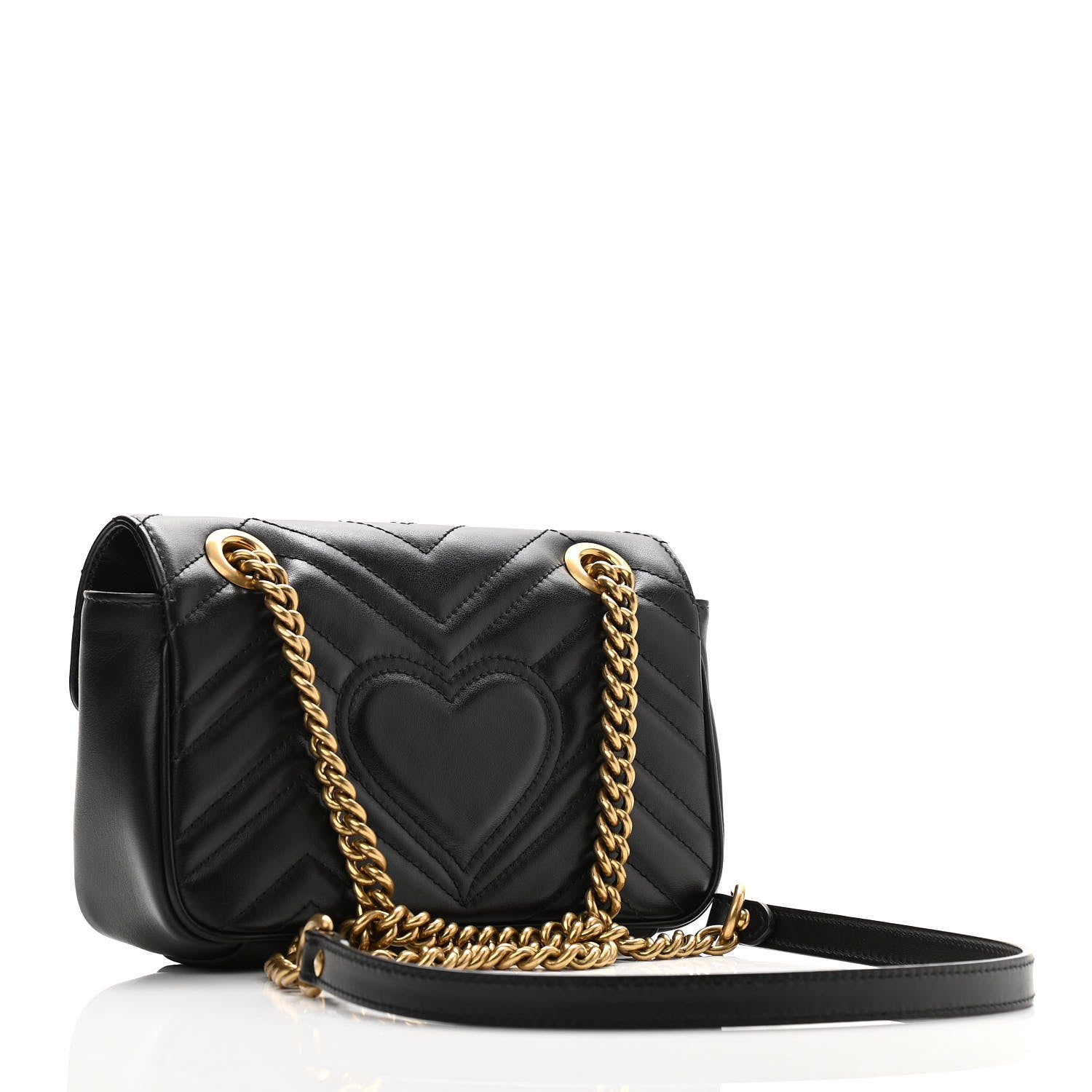 Gucci Calfskin Matelasse Mini GG Marmont Shoulder Bag Black 3 of 10