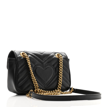 Gucci Calfskin Matelasse Mini GG Marmont Shoulder Bag Black 3 of 10