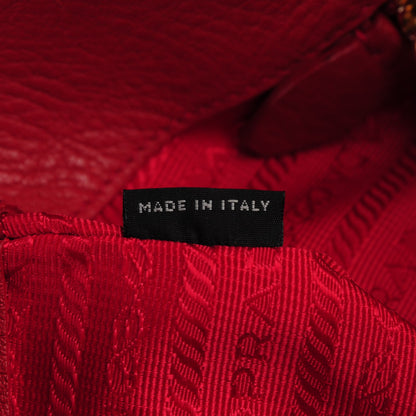 Prada Vitello Daino Side Pocket Tote Rosso 8 of 10