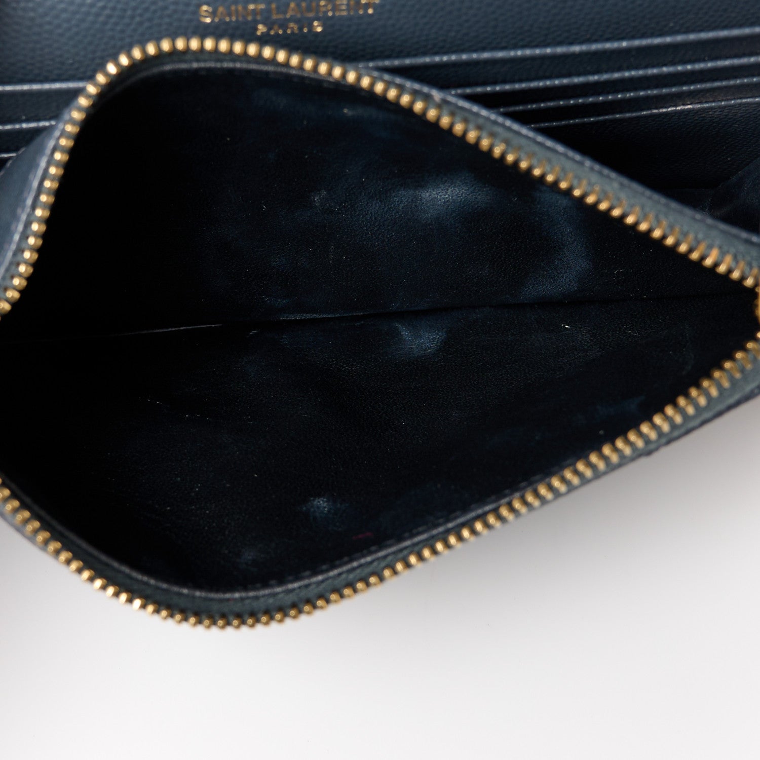 Saint Laurent Grain De Poudre Matelasse Chevron Monogram Chain Wallet Storm 10 of 11