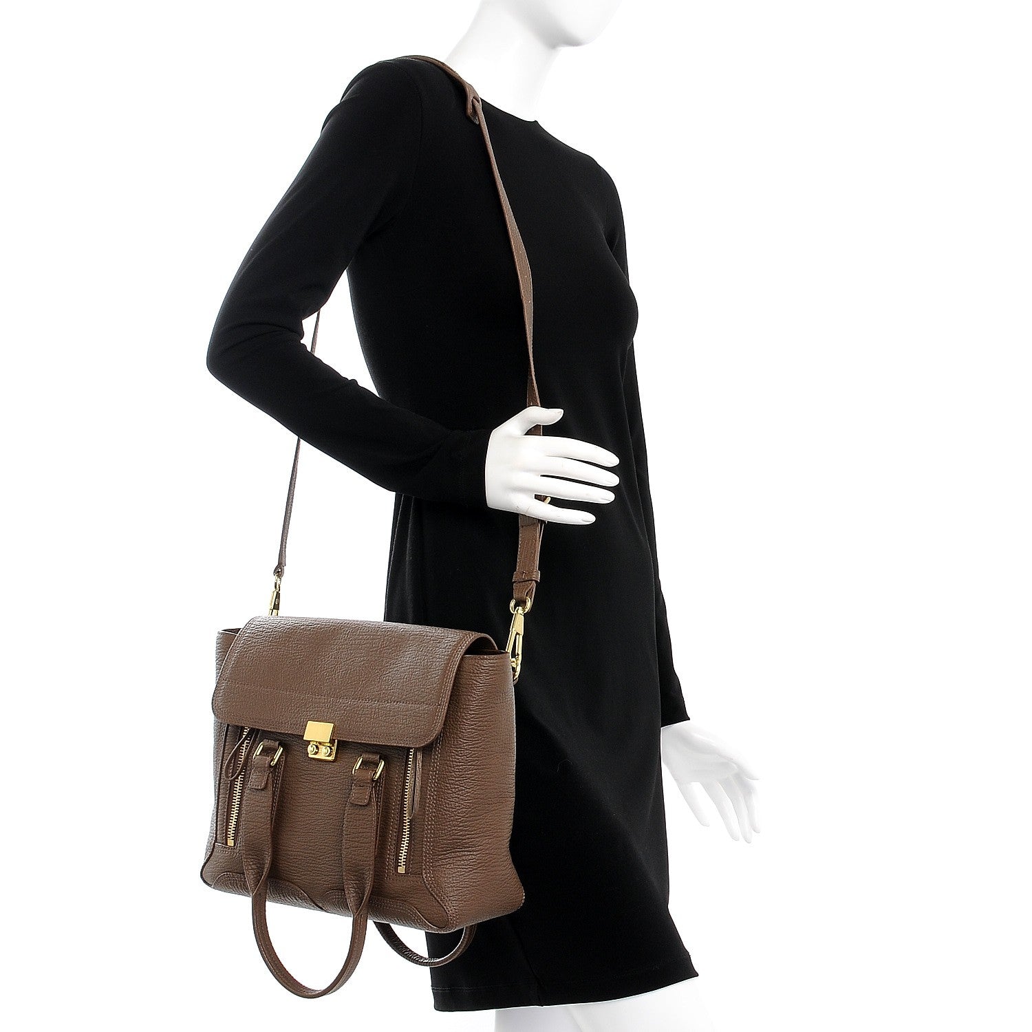 3.1 Phillip Lim 3.1 Textured Calfskin Medium Pashli Satchel Taupe 2 of 8