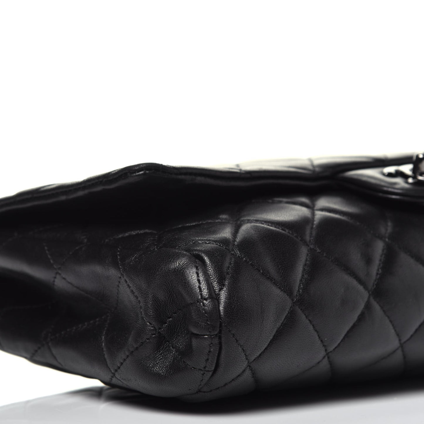 Lambskin Quilted Clutch With Chain Flap Black
