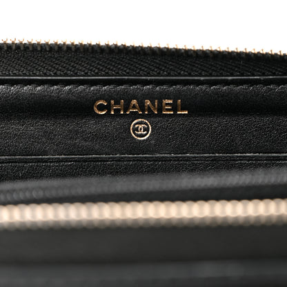 Chanel Caviar Quilted Medium Filigree Zip Around Wallet Black 7 of 11