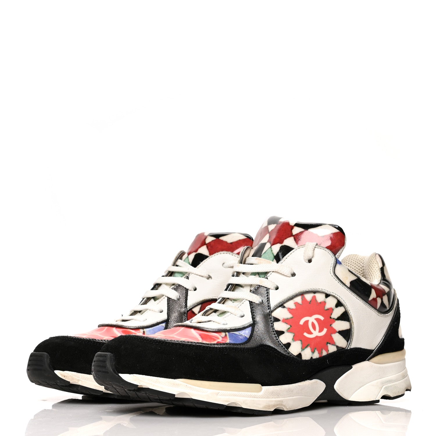 Chanel Vinyl Calfskin Suede Womens CC Sneakers 39 Multicolor 3 of 10