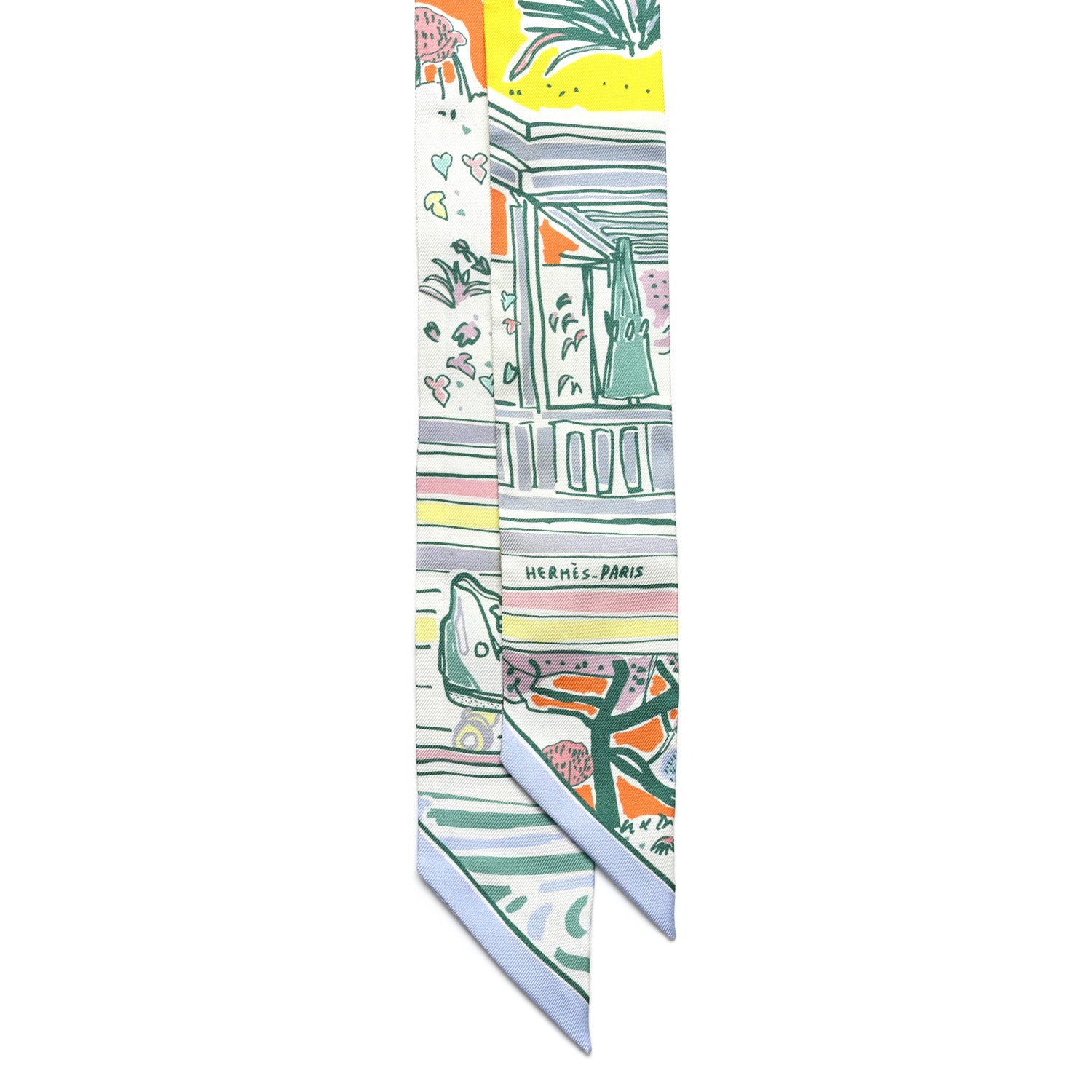Hermes Silk Rayures D'ete Twilly Jaune Vif Ciel Vert 2 of 4