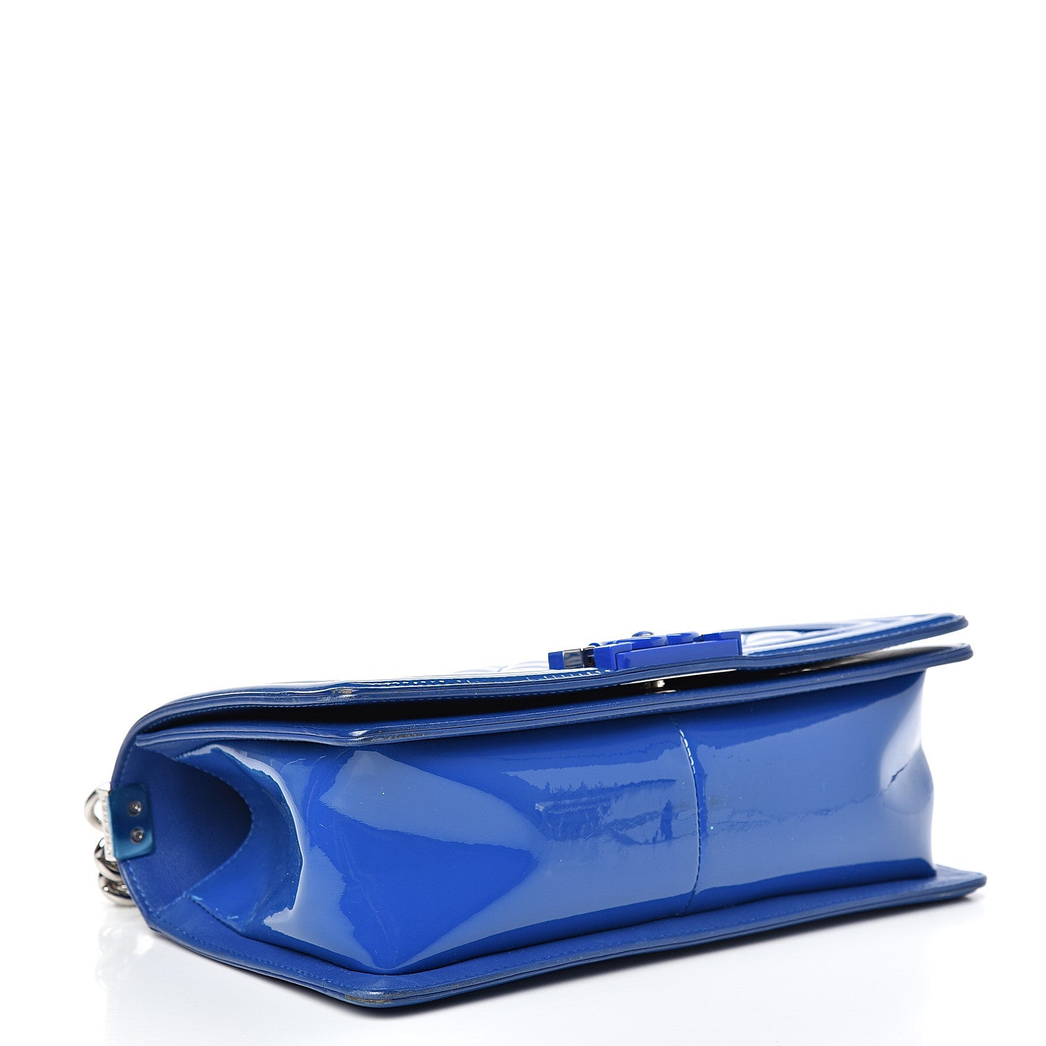 Chanel Patent Calfskin Quilted Medium Plexiglass Boy Flap Blue 3 of 14