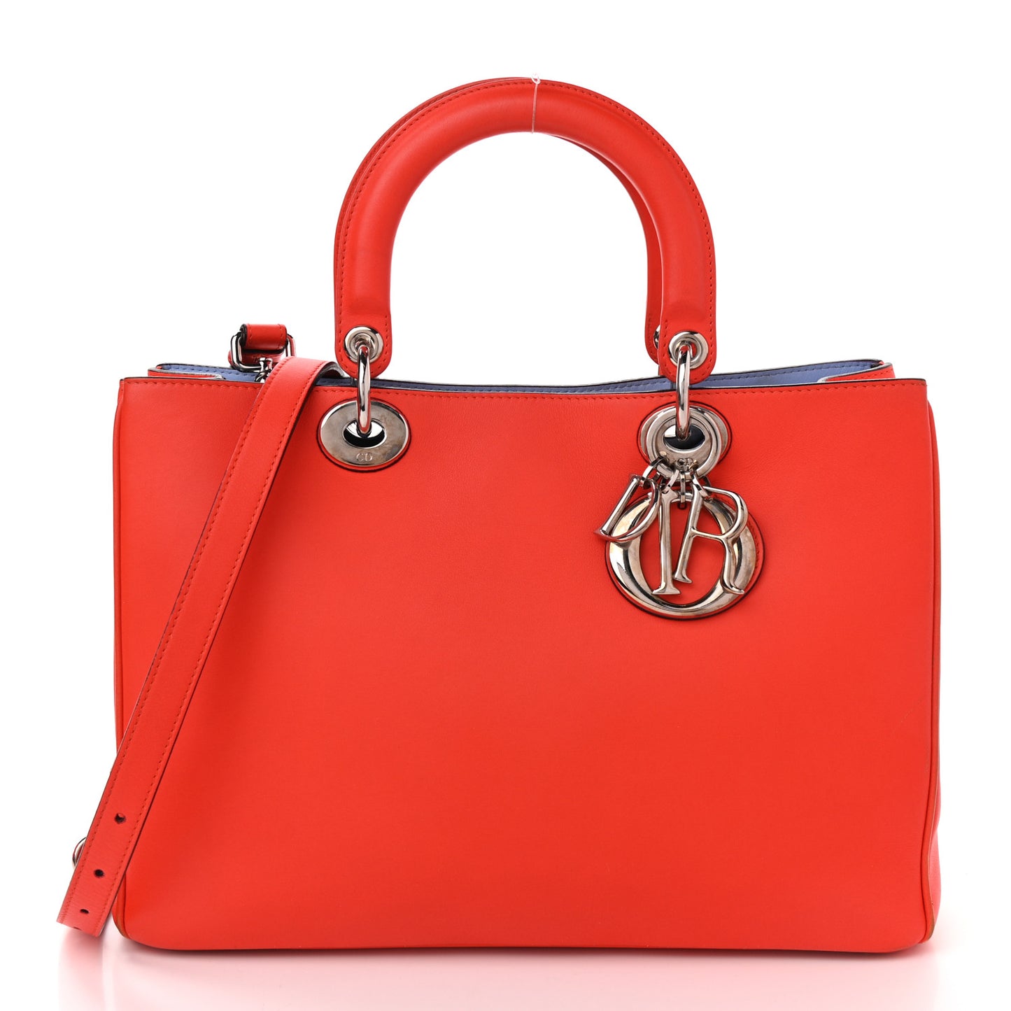 Smooth Calfskin Medium Diorissimo Tote Orange Light Blue