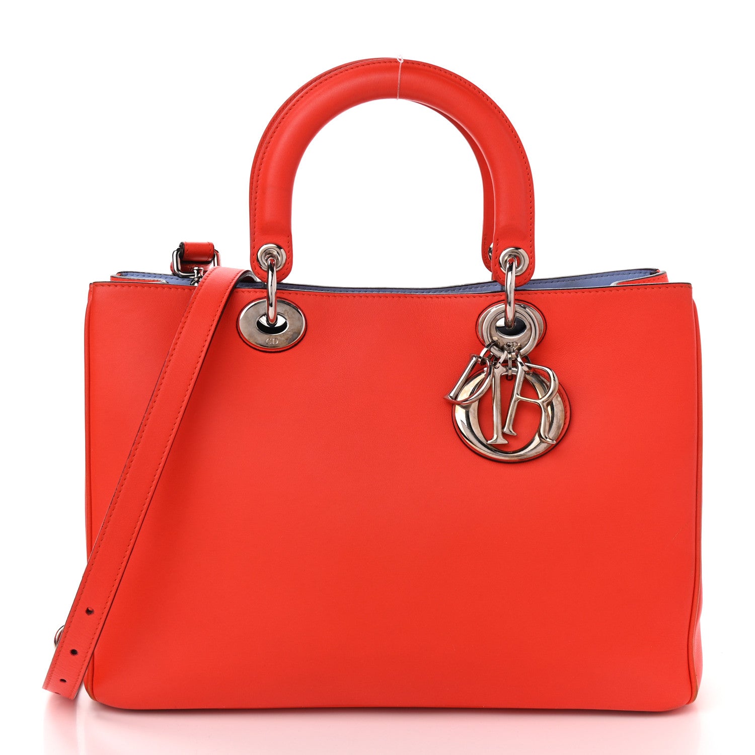 Christian Dior Smooth Calfskin Medium Diorissimo Tote Orange Light Blue 3 of 16