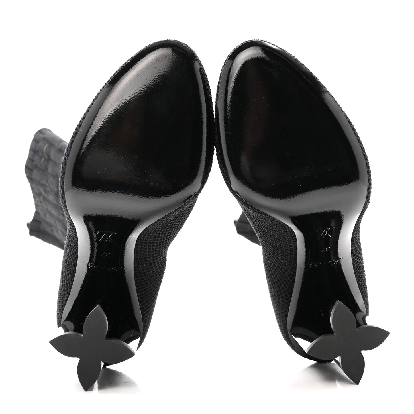 Monogram Stretch Fabric Silhouette Ankle Boots 37 Black