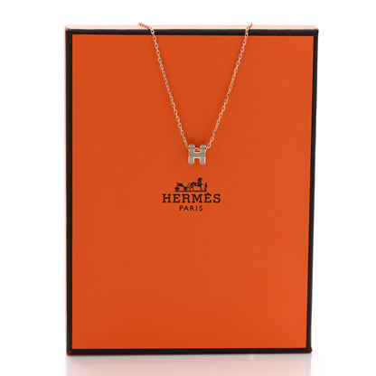Hermes Lacquered Rose Gold Mini Pop H Pendant Necklace Marron Glace 6 of 6