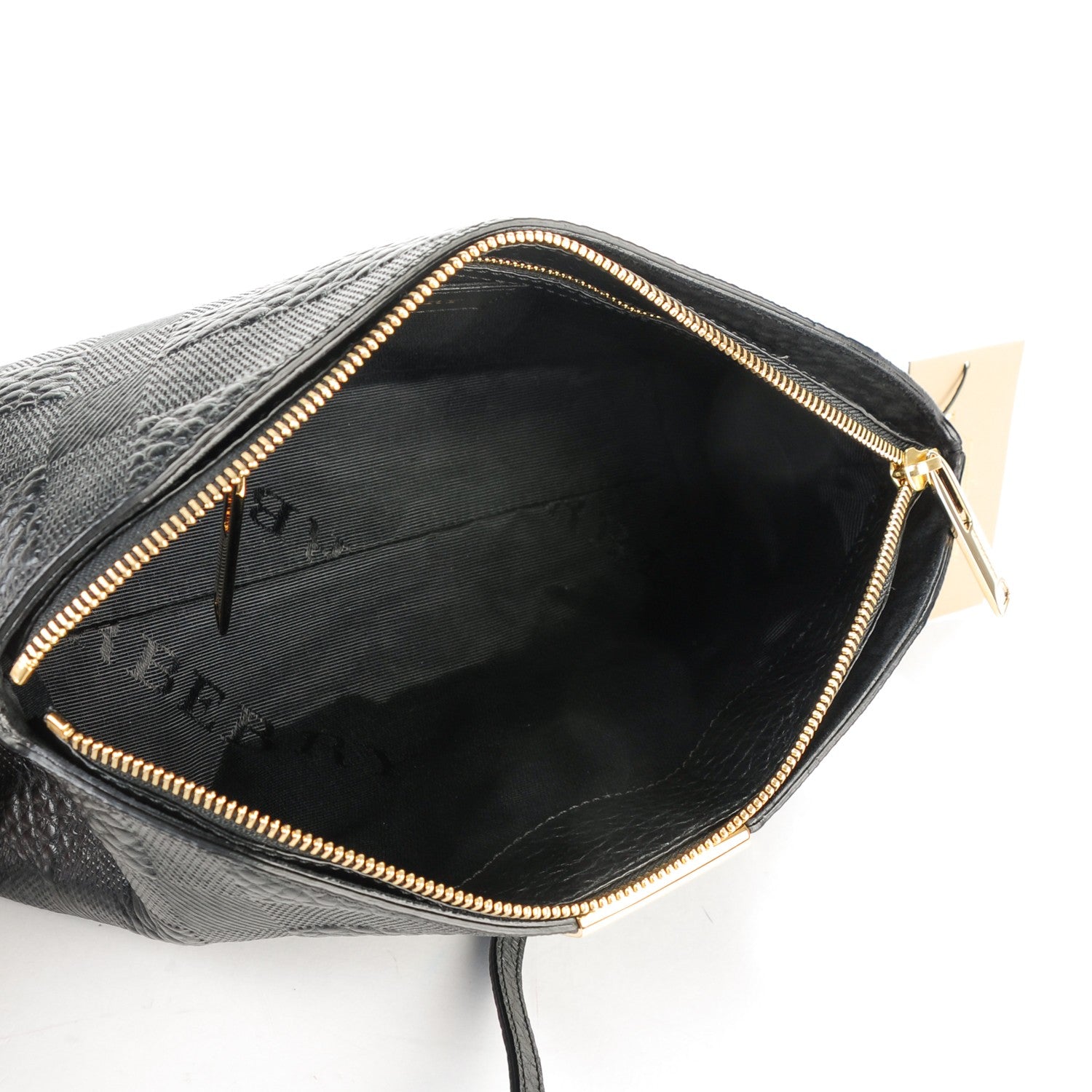 Burberry Signature Grain Calfskin Check Embossed Small Chichester Crossbody Clutch Bag Black 5 of 5