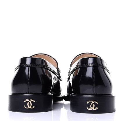 Chanel Shiny Calfskin Logo Loafers 41 Black 6 of 11