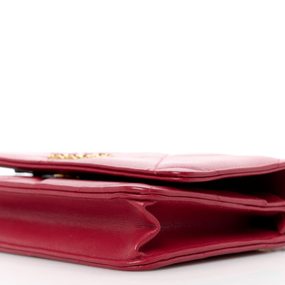 Chanel Shiny Goatskin Quilted Chanel 19 Wallet On Chain WOC Rouge 11 of 12