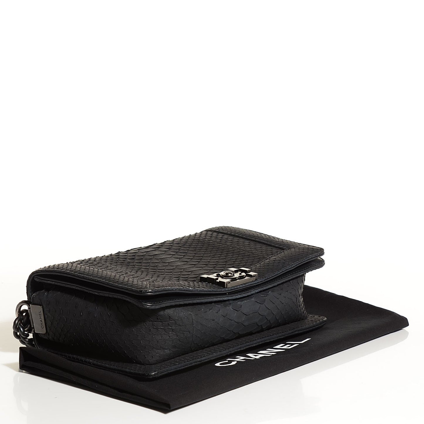 Matte Python New Medium Boy Flap Black