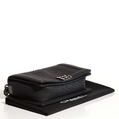 Chanel Matte Python New Medium Boy Flap Black 4 of 7