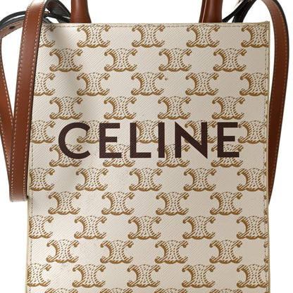Celine Triomphe Canvas Calfskin Mini Vertical Cabas White 6 of 12