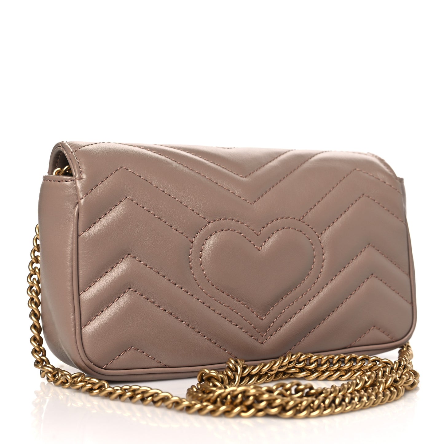 Calfskin Matelasse Super Mini GG Marmont Shoulder Bag Porcelain Rose