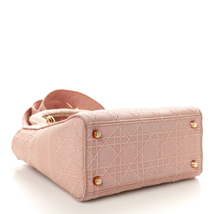 Christian Dior Canvas Embroidered Cannage Medium Lady D-Lite Pink 4 of 12
