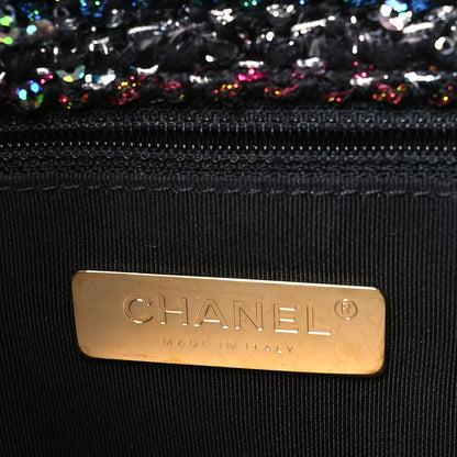 Chanel Tweed Sequin Quilted Medium Chanel 19 Flap Black Multicolor 6 of 10