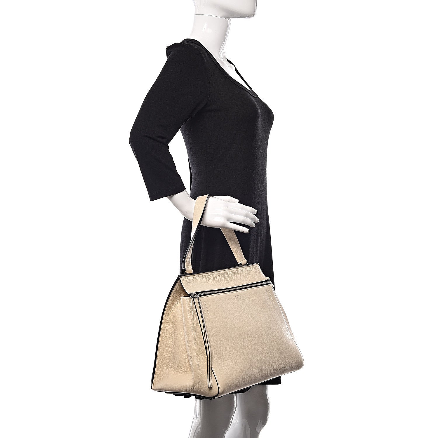 Celine Grained Calfskin Medium Edge Shoulder Bag Cream 2 of 18