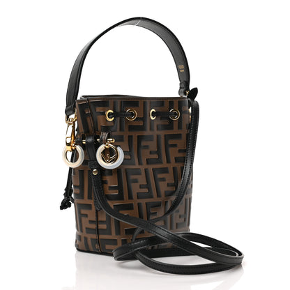 Fendi Vitello Liberty F is Fendi Bi-Color FF 1974 Embossed Mini Mon Tresor Bucket Bag Maya Black 3 of 10