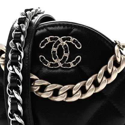 Chanel Shiny Goatskin Quilted Chanel 19 Round Clutch With Chain Black 8 of 11