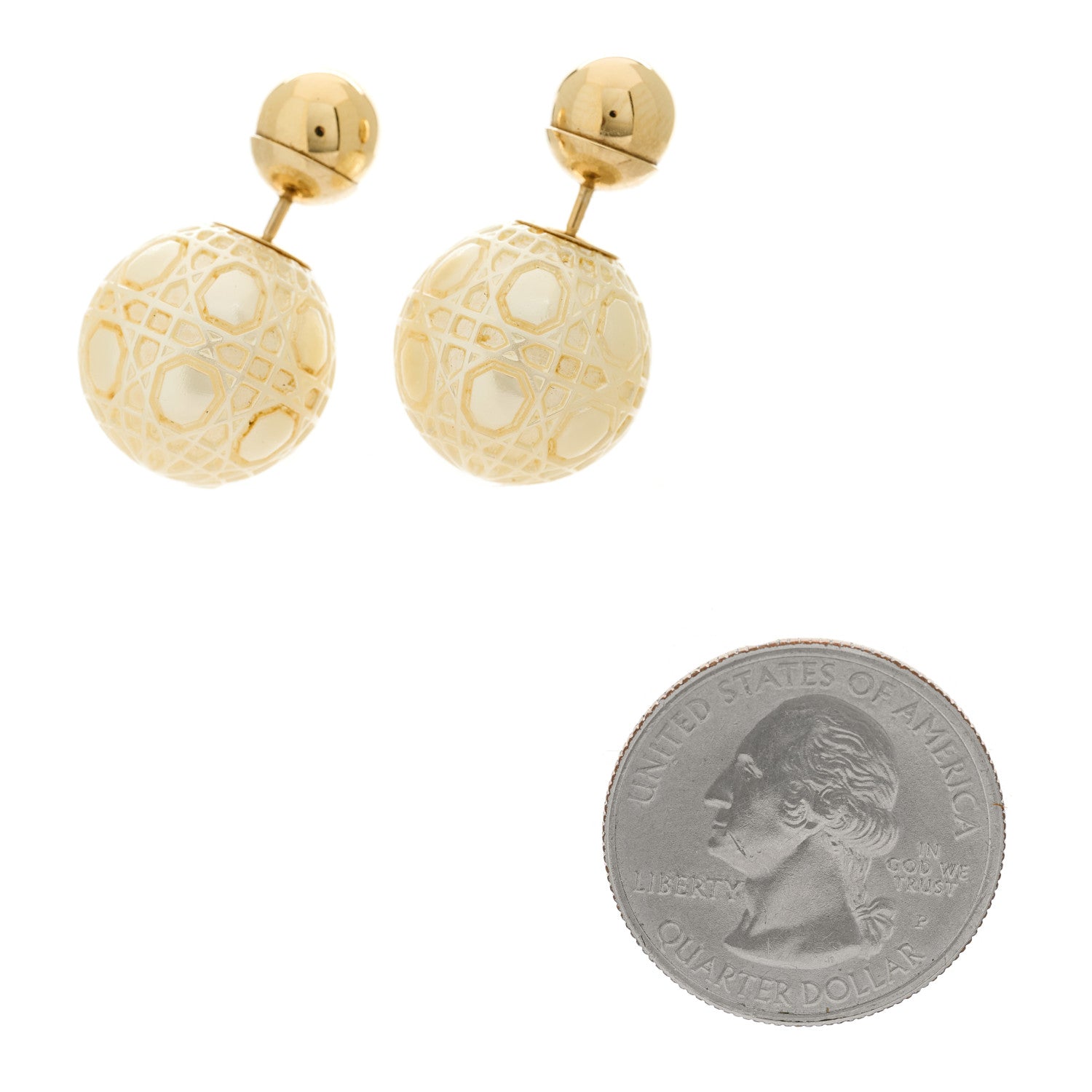 Christian Dior Pearl Cannage Tribales Earrings White Gold 2 of 4