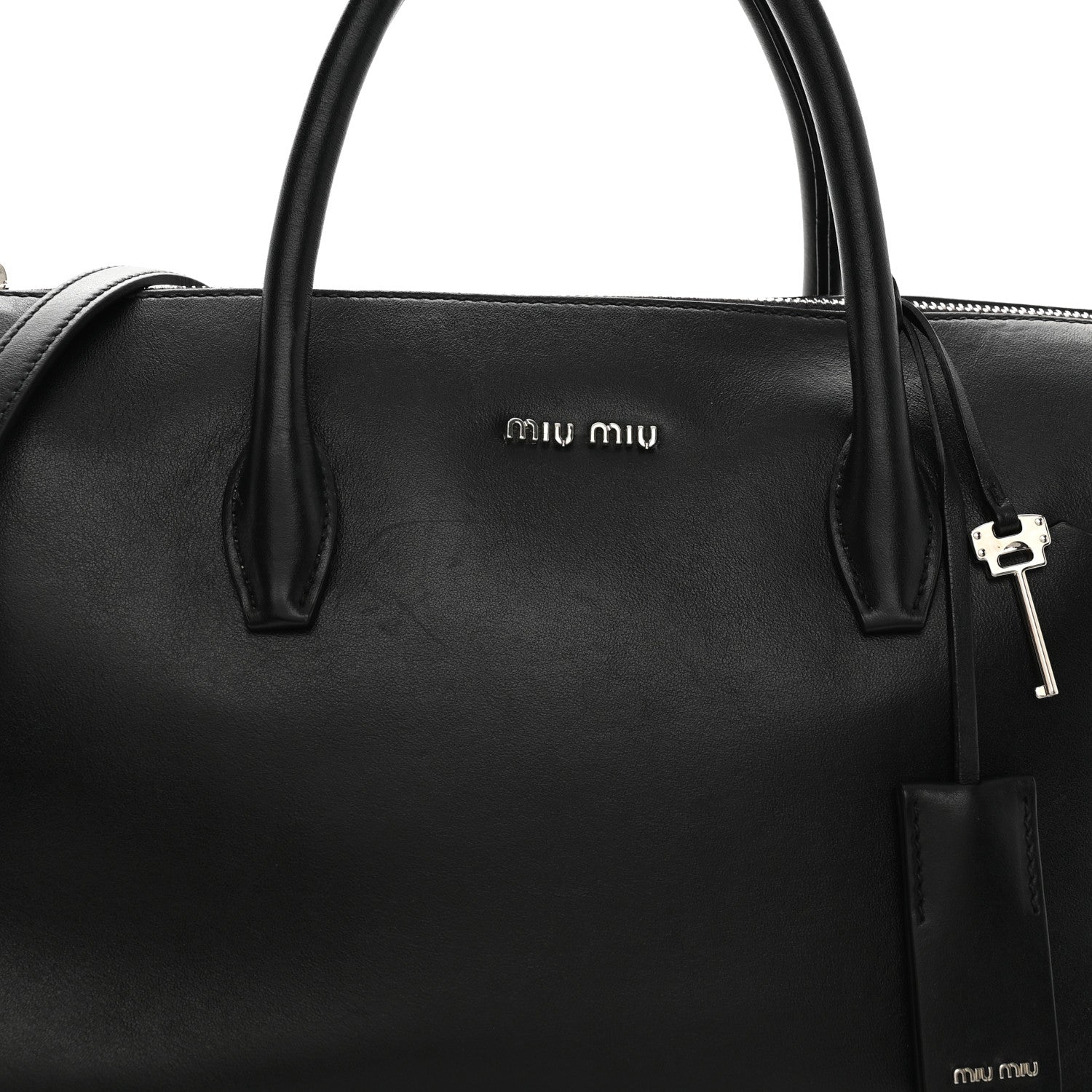 Miu Miu Soft Calfskin Top Handle Satchel Black 8 of 14