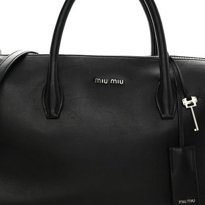 Miu Miu Soft Calfskin Top Handle Satchel Black 8 of 14