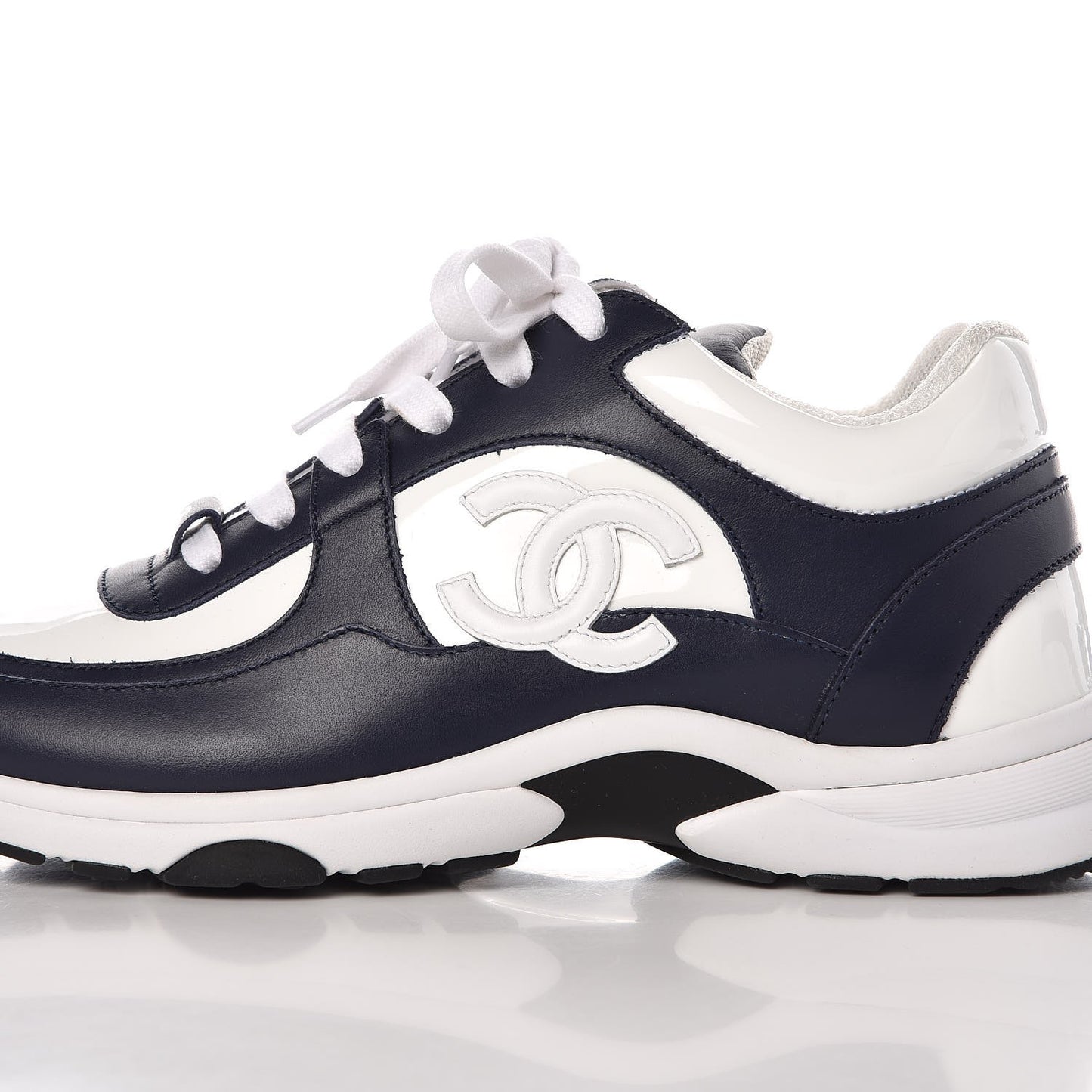 Patent Calfskin CC Sneakers 37.5 Navy White