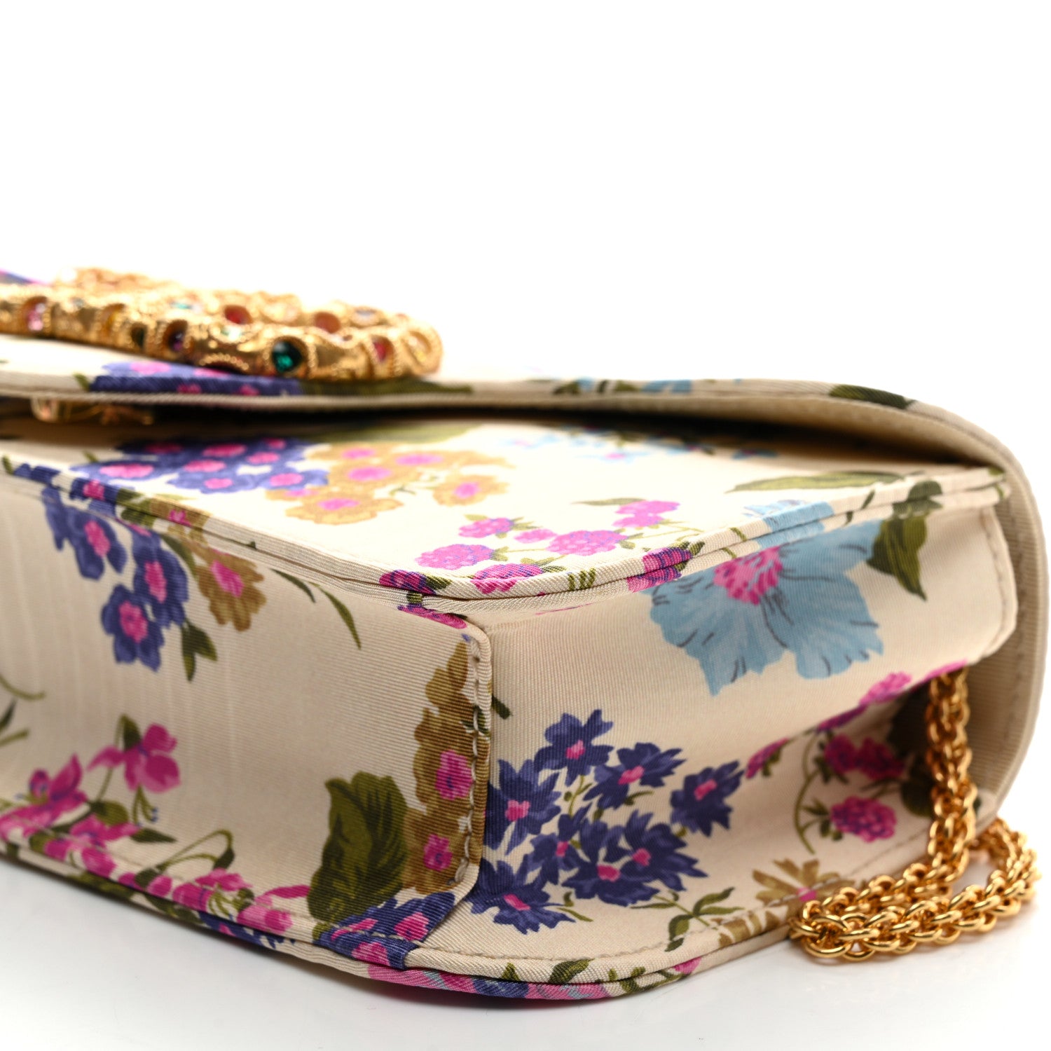 Valentino Garavani Satin Moire Floral Vlogo Loco Shoulder Bag White Multicolor 8 of 8