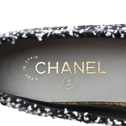Chanel Tweed Lambskin Patent CC Espadrilles 40 Black White 6 of 9