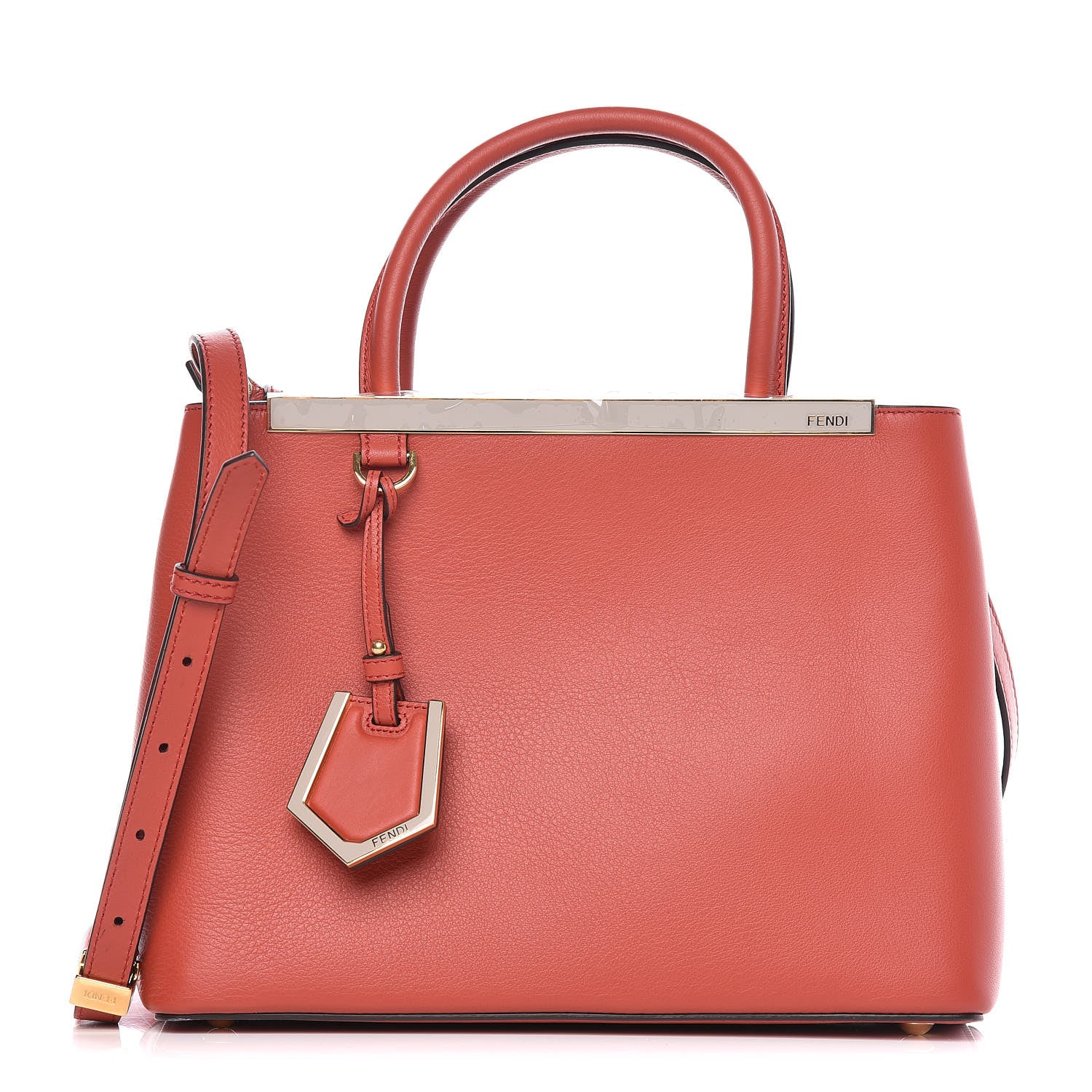 Fendi Vitello Dolce Century Petite 2Jours Tote Bloody Mary Turchese Pallido 1 of 10