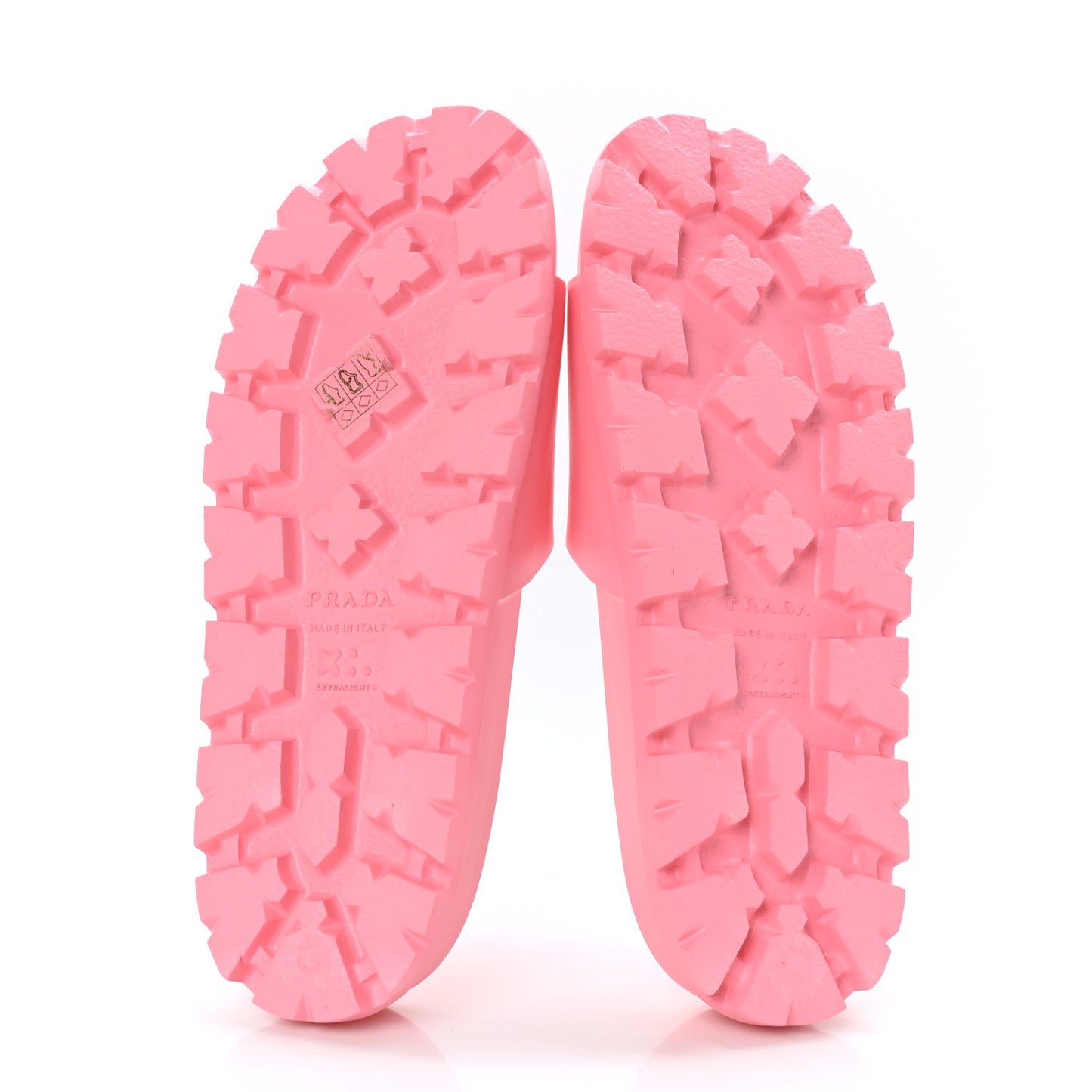 EVA Rubber Triangle Logo Embossed Womens Lug Sole 20mm Slide Sandals 38 Begonia