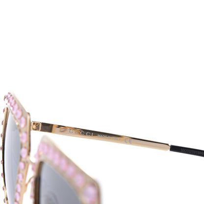 Gucci Metal Acetate Crystal Oversize GG0115S Sunglasses Gold 5 of 9