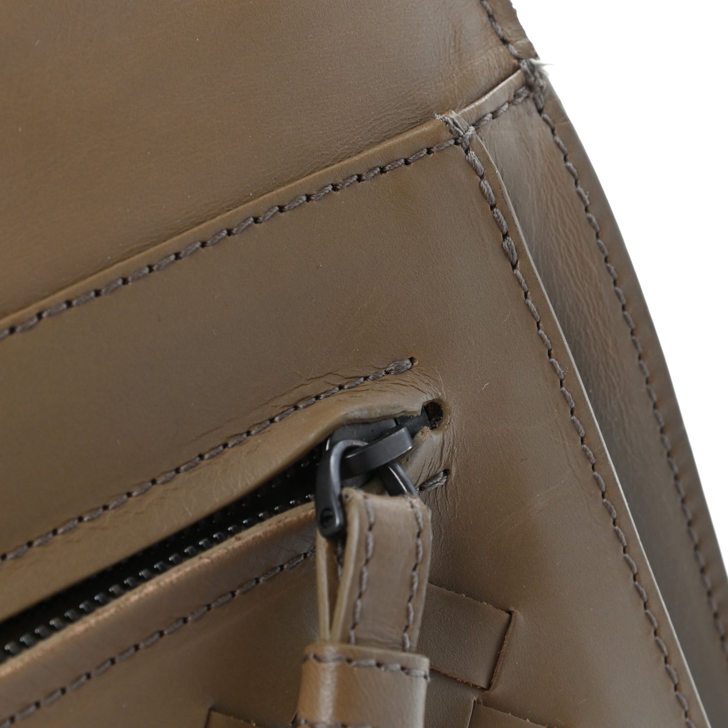 Calfskin Intrecciato Pocket Flap Clutch Maple