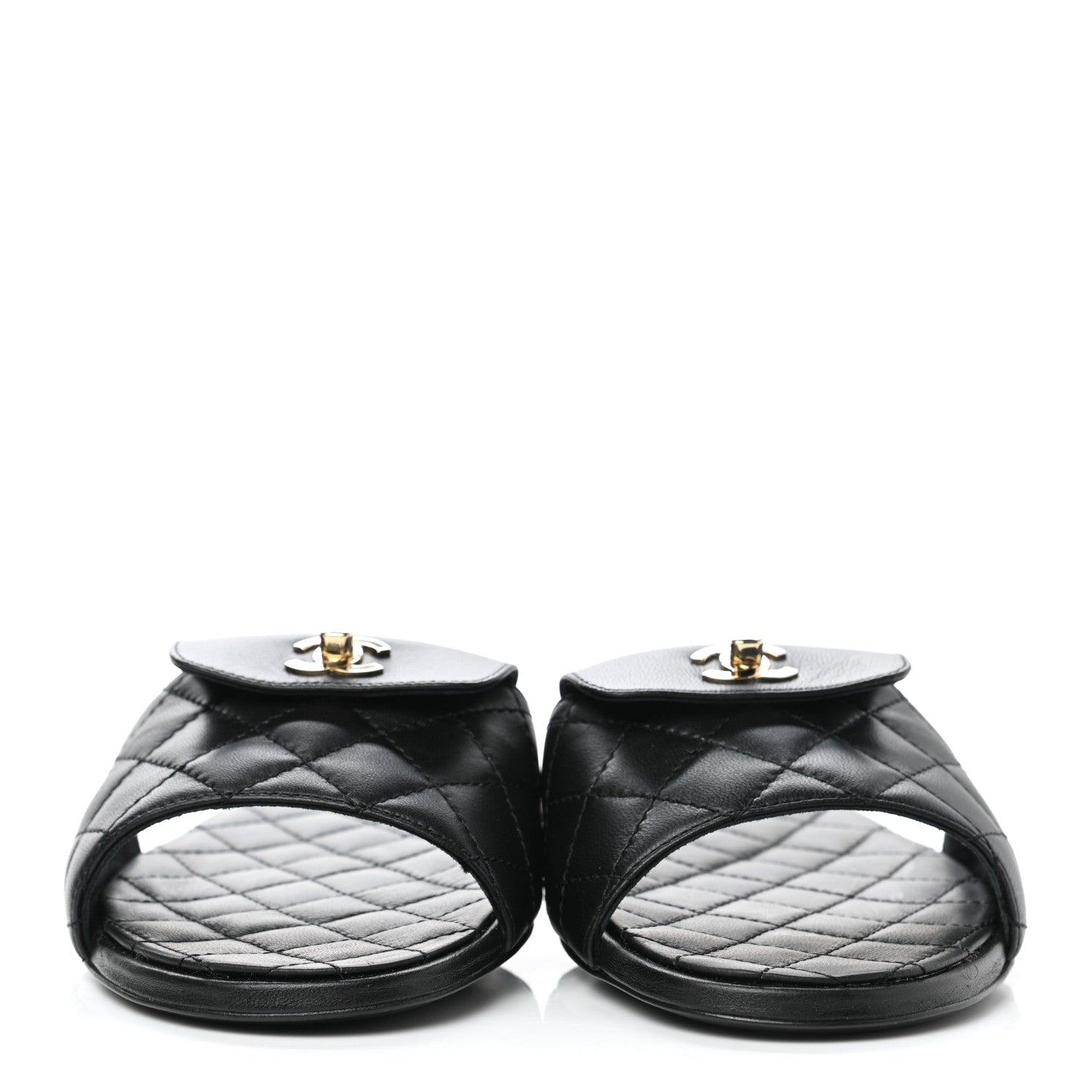 Chanel Lambskin Quilted CC Turnlock Sandals 40.5 Black 2 of 9