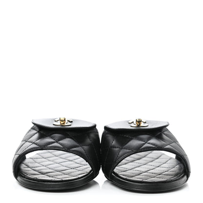 Chanel Lambskin Quilted CC Turnlock Sandals 40.5 Black 2 of 9