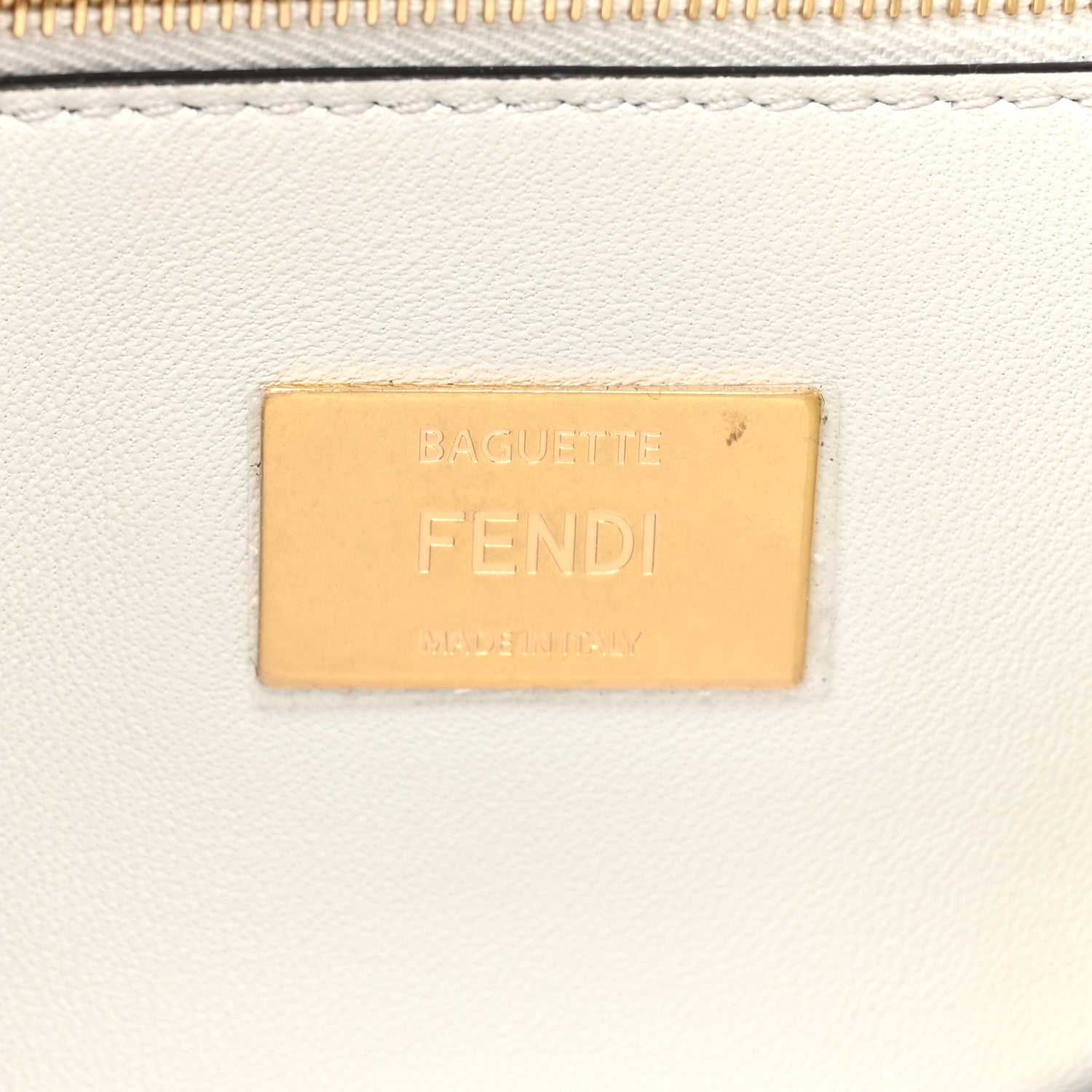 Fendi Nappa FF Embossed Line Print Midi Chain Baguette White Multicolor 6 of 10