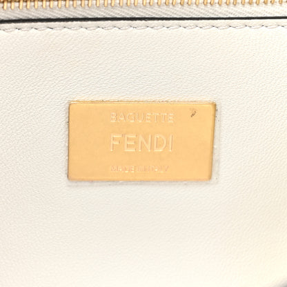 Fendi Nappa FF Embossed Line Print Midi Chain Baguette White Multicolor 6 of 10