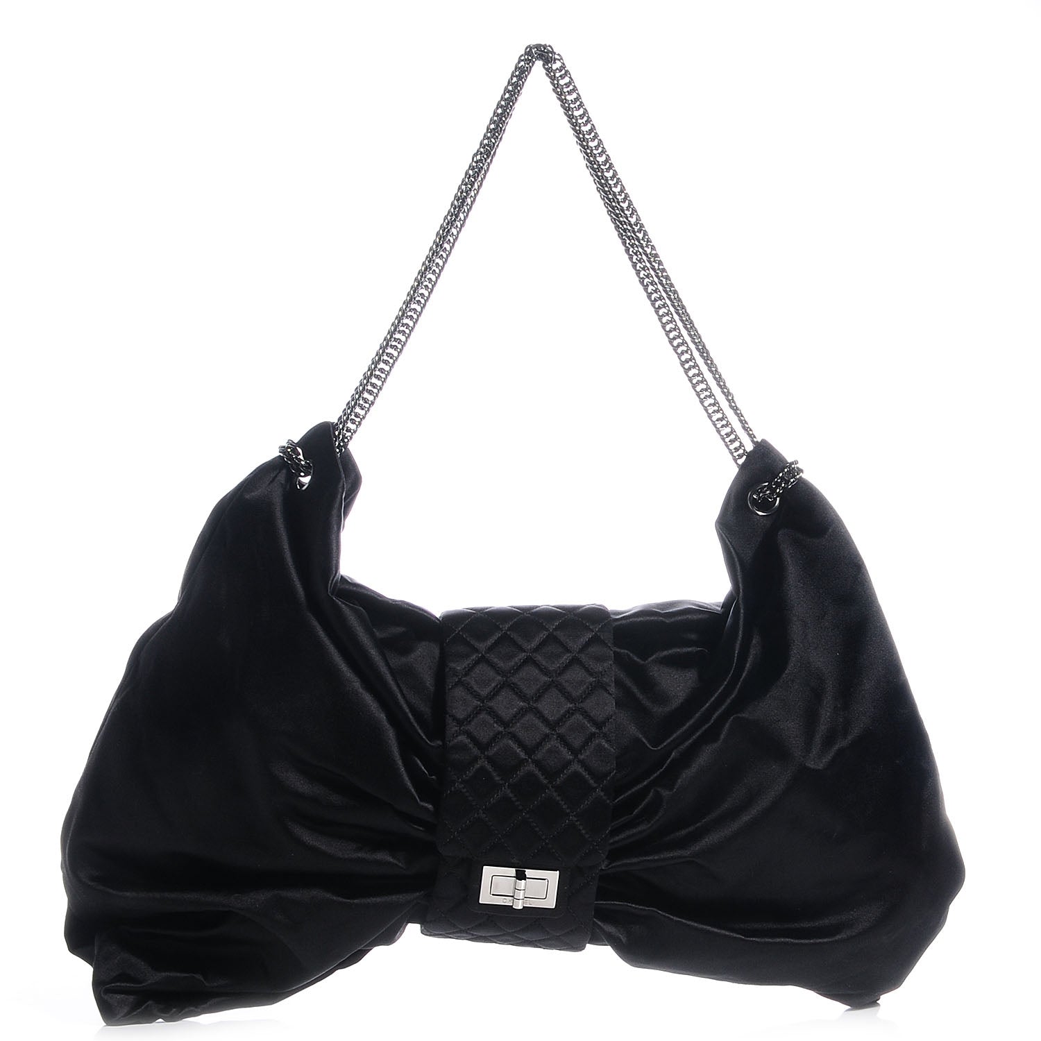 Chanel Satin Large Bow Bag Black 1 of 8