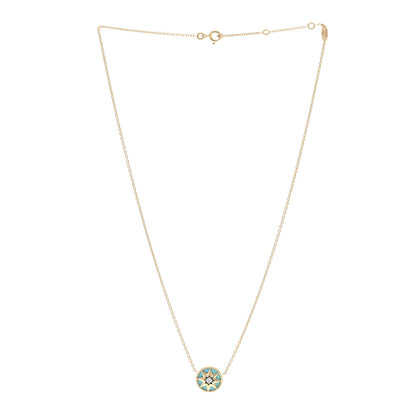Christian Dior 18K Yellow Gold Diamond Turquoise Rose Des Vents Necklace 3 of 5
