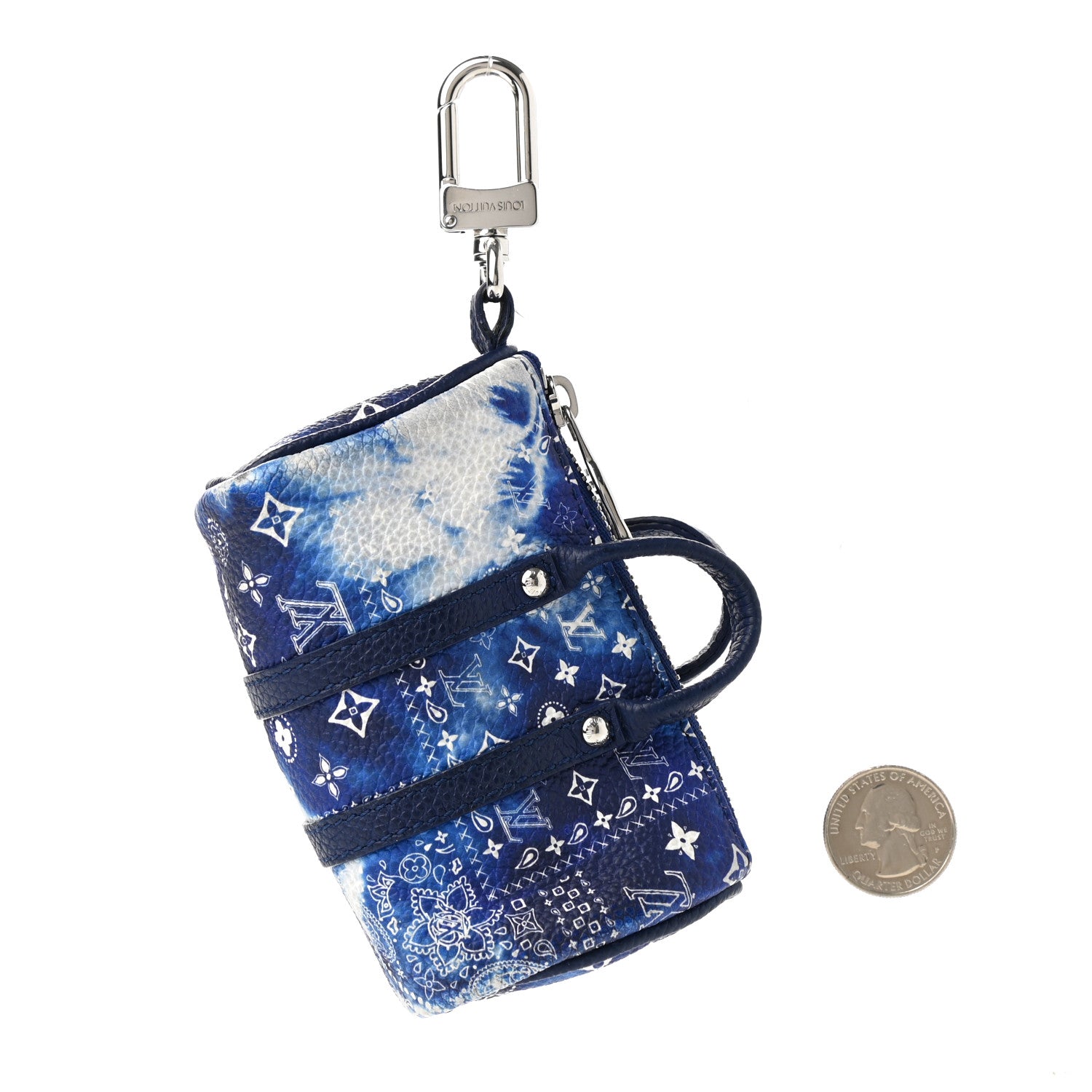 Louis Vuitton Monogram Bandana Mini Keepall Bag Charm Key Holder Blue 2 of 7