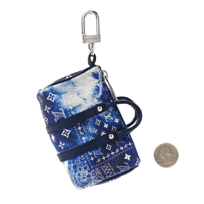 Louis Vuitton Monogram Bandana Mini Keepall Bag Charm Key Holder Blue 2 of 7