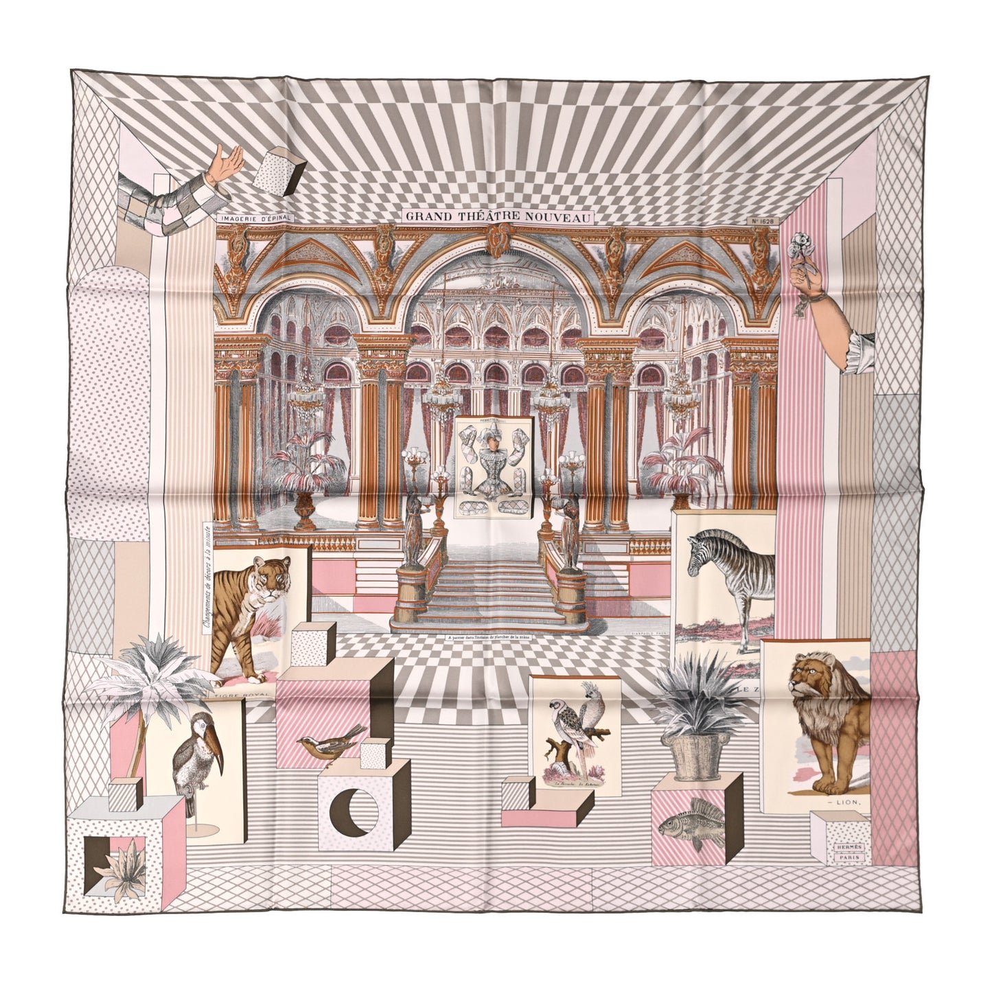 Silk Grand Theatre Nouveau Scarf 90 Rose Pale Etoupe