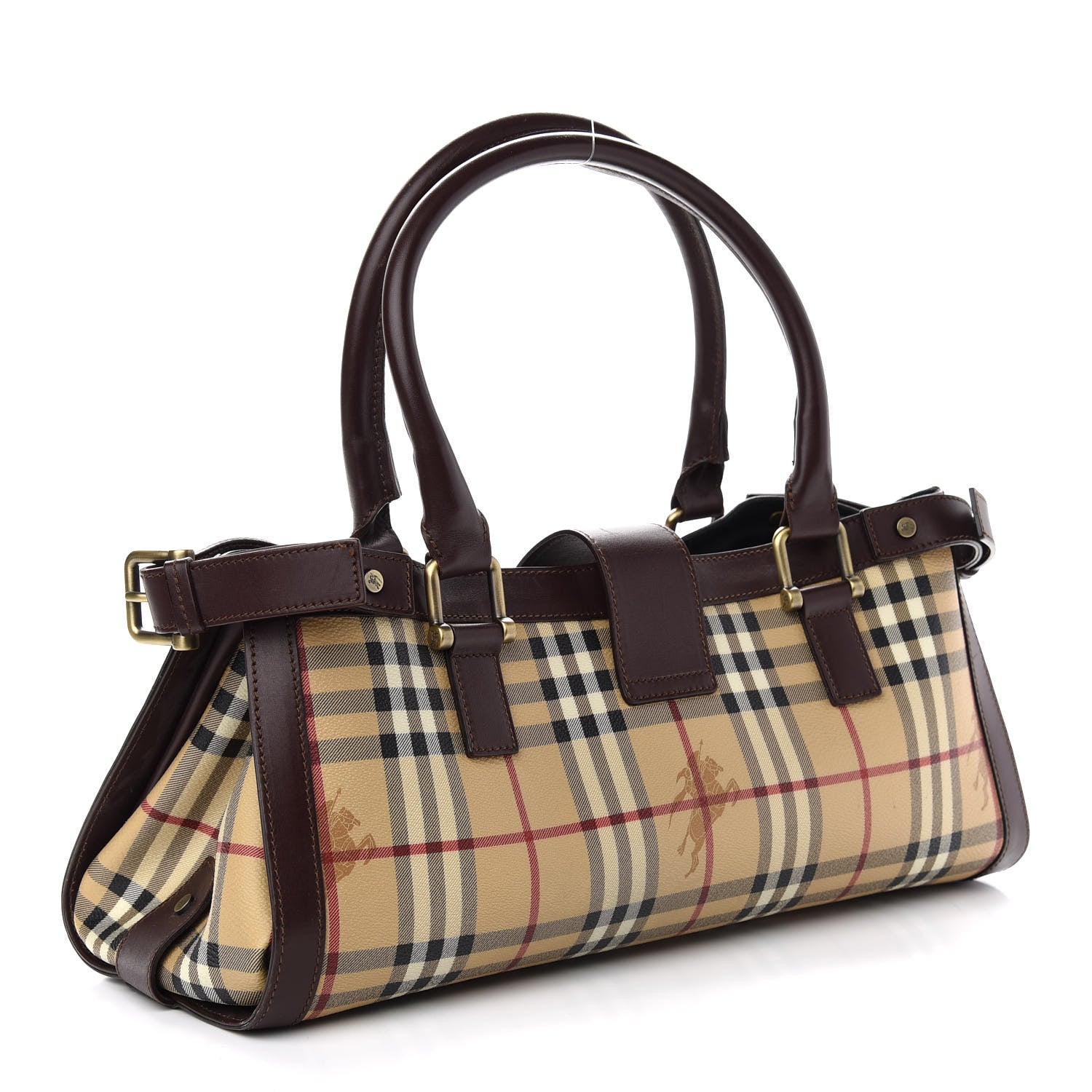 Burberry Haymarket Check Satchel Dark Tan 3 of 13