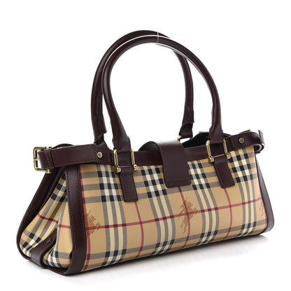Burberry Haymarket Check Satchel Dark Tan 3 of 13