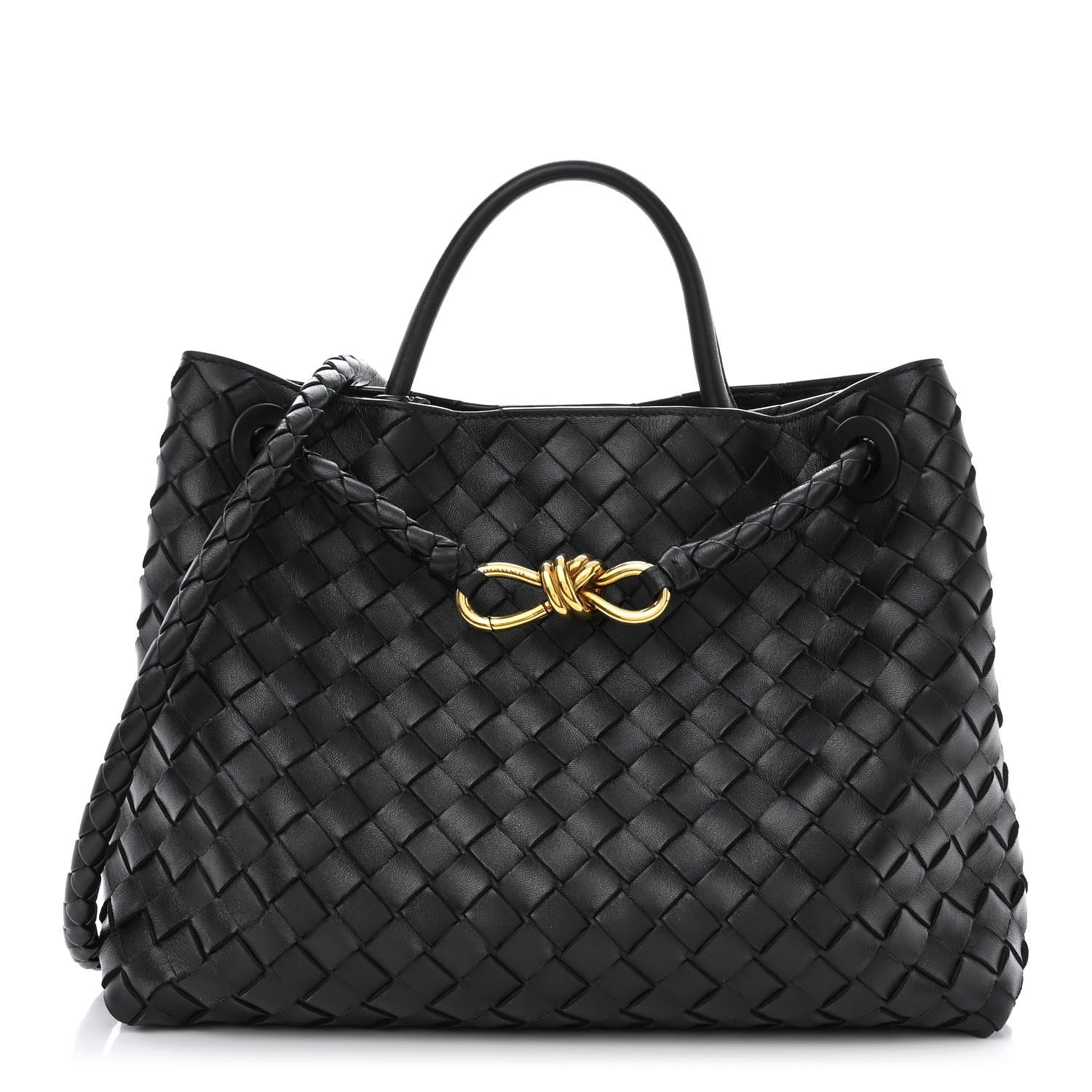 Bottega Veneta Nappa Intrecciato Medium Andiamo Shoulder Bag Black 1 of 10