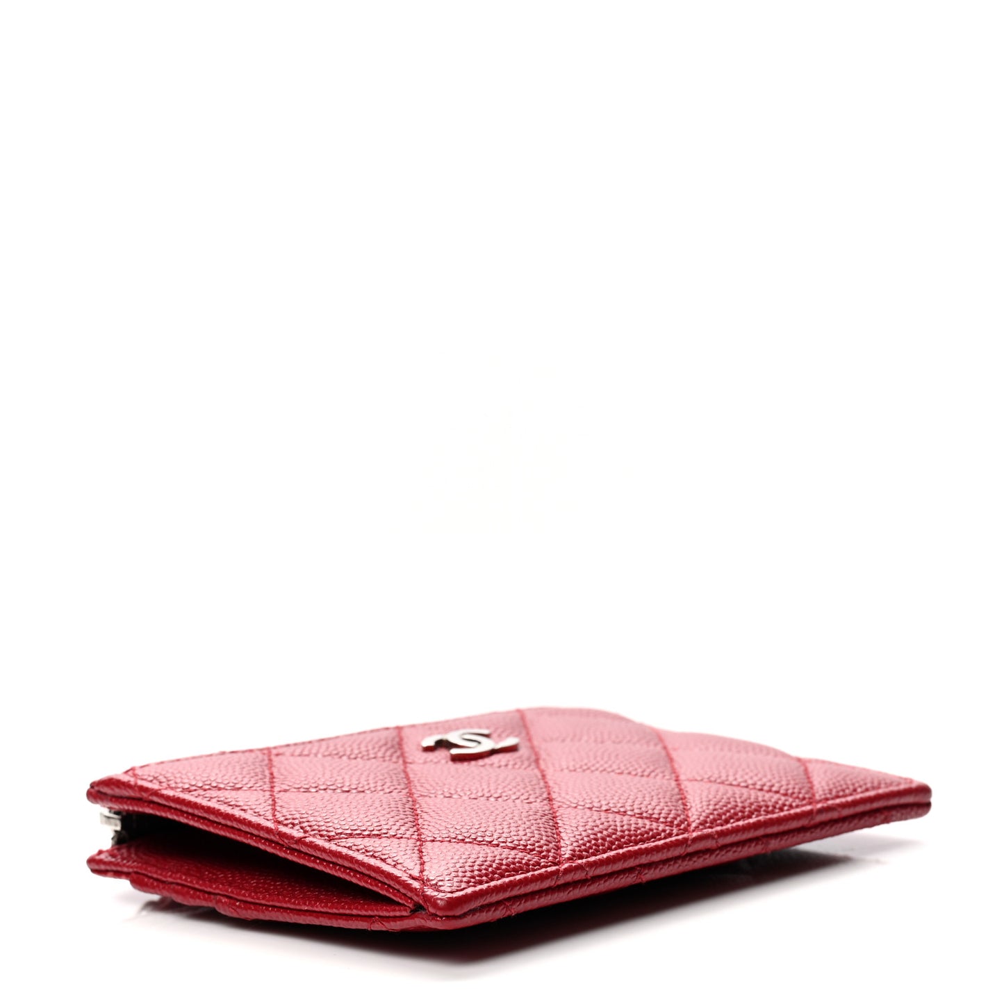 Caviar Quilted CC Zip Card Holder Red