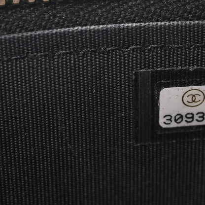 Chanel Raffia Jute Striped Small Vanity Case With Chain Black Beige 7 of 11